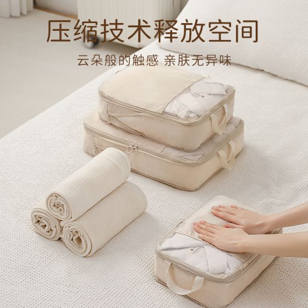 トラベル用収納袋セット 衣類・化粧品整理 圧縮可能 透明窓付き 旅行用品