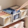 コットンリネン収納ボックス 窓付き 厚手生地 角度別写真
